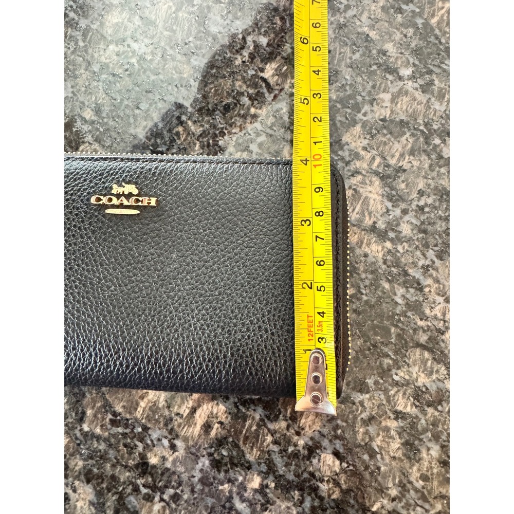 Coach Black Pebble Leather Accordion Zip Wallet Wristlet Gold Hardware 52372 - Picture 10 of 10